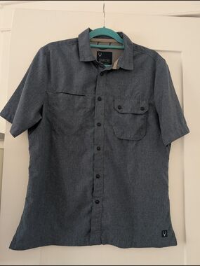 Men's Casual Short-Sleeve Button-Down Shirt in Denim Blue